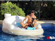 Real couple have passionate sex on the pool with swallow - Neverending Summers with MySweetApple 15/16