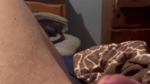 Jacking off in a friends bed (Cum Shot)