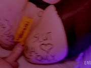 Tied up girlfriend having fun after party. She is a free use anal slut 12/16