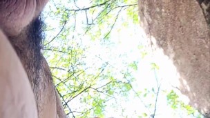 Latin exhib walking trough the woods and masturbating