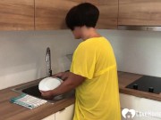 Horny MILF masturbating in kitchen 1/16