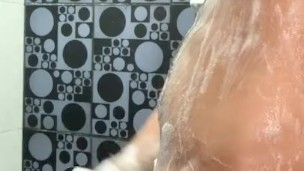 Foam bath and masturbating my cock