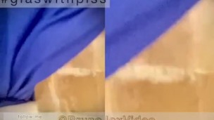 Bruno Jox, the handsome Latino twink, pissing in front of his fans