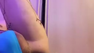 Sissy in fishnets toys ass with big black dildo