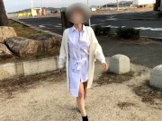 『素人個人撮影』巨乳熟女にピタッと白シャツで/ノーブラ散歩＆露出オナニー潮吹き//流出/晒し/視姦♡　japanese/hentai/asian/milf/mom/big tits/日本人/塾女/人妻 6/16