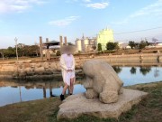 『素人個人撮影』巨乳熟女にピタッと白シャツで/ノーブラ散歩＆露出オナニー潮吹き//流出/晒し/視姦♡　japanese/hentai/asian/milf/mom/big tits/日本人/塾女/人妻 9/16