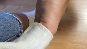 Taking off sneakers and socks, foot ASMR