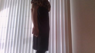 Trans Showing off in a Cheetah Dress