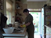 Aunt Judy's XXX - Busty 56yo Mature Housewife Layla Bird Sucks Your Cock in the Kitchen (POV)