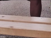 UPSKIRT No PANTIES Outside a CAFE Flashing Her  PUSSY and TITS 5/16