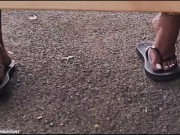 UPSKIRT No PANTIES Outside a CAFE Flashing Her  PUSSY and TITS 7/16