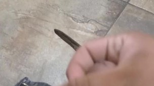 Jerking off in public bathroom