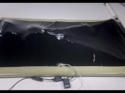 latex vacbed orgasm with vibrator and e-stim 1/16