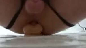 Sissy Slut Bangs Dildo In Bathroom