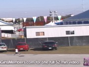 Two Bff's Ride Around Town Flashing From My Back Seat 16/16