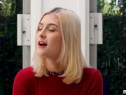 Blonde with a nice tight bald pussy legs a stranger bang her out in hopes of getting into a new career 3/16