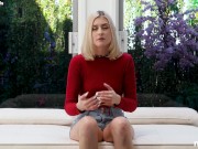 Blonde with a nice tight bald pussy legs a stranger bang her out in hopes of getting into a new career 4/16