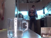 slut wife fucks right in front of her husband and the husband can't say anything and eats soup 2/16