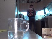 slut wife fucks right in front of her husband and the husband can't say anything and eats soup 4/16