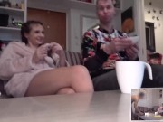 slut wife fucks right in front of her husband and the husband can't say anything and eats soup 8/16