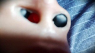 Empty Ely 1! Playing with female mask Ely, a rubber face of milf step mother!