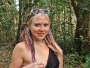 Beauty shows tits and pussy in the Jungle 2/16