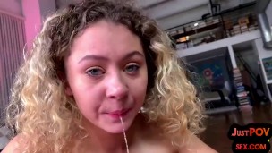 Petite 19yo amateur GF POV closeup pussyfucked after sucking