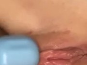 Making my tight 19 year old pussy wet using my vibrator 4/16