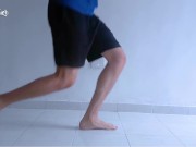 Long legs and sexy feet doing squats while stripping 4/16