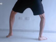 Long legs and sexy feet doing squats while stripping 6/16