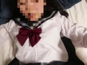 セーラー服で生ハメセックス♡/素人カップル/制服/おもちゃ/フェラ/イラマチオ/Japanese amateur hentai couple 13/16