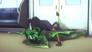 Yaoi Furry Yiff Anubis the Dog and a dragon sex in train