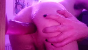 Cute femboy dildo riding - close-up