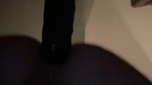 Solo Twink getting stretched by black dildo
