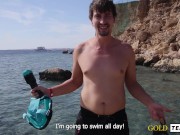 Cheating with the сleaner while loser husband swims in the sea 1/16