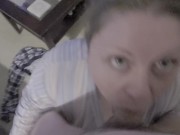 Princess looks daddy in the eye while giving him a blowjob and swallows 7/16