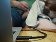 French Canadian Man Little Dick Cumming Watching Porn on Macbook Pro