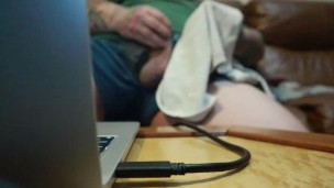 French Canadian Man Little Dick Cumming Watching Porn on Macbook Pro