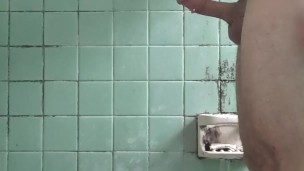 Playing with dick in filthy hostel shower