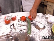 DADDY4K. Fat man instead of cooking fucks son's girlfriend in kitchen 6/16