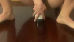 Fucking my dirty pussy with a bottle of wine