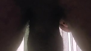 From behind pissing with ass spread