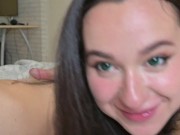 Stepsister receives a HUGE throatpie! Petite teen deepthroats dick hard n has massive cum in mouth! 16/16