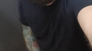 Jerking off and cumming at work bathroom