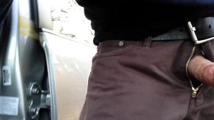 Horny, so I step out of the car and jerk-off