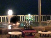 ゴージャスな貸切露天風呂でイチャイチャした後は椅子の上で騎乗位セックス、出した後は甘苦いごっくん 2/16