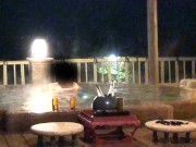 ゴージャスな貸切露天風呂でイチャイチャした後は椅子の上で騎乗位セックス、出した後は甘苦いごっくん 5/16