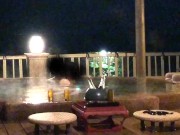 ゴージャスな貸切露天風呂でイチャイチャした後は椅子の上で騎乗位セックス、出した後は甘苦いごっくん 6/16