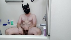 Pup Morel Begins Jerking Off, But Decides to Pee on Himself Instead. Bad Boy!
