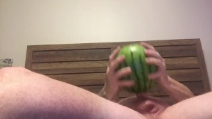 Masterbating with a watermelon